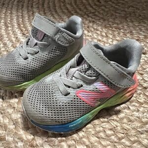 New Balance Kids Shoes - Gray with Rainbow Accents